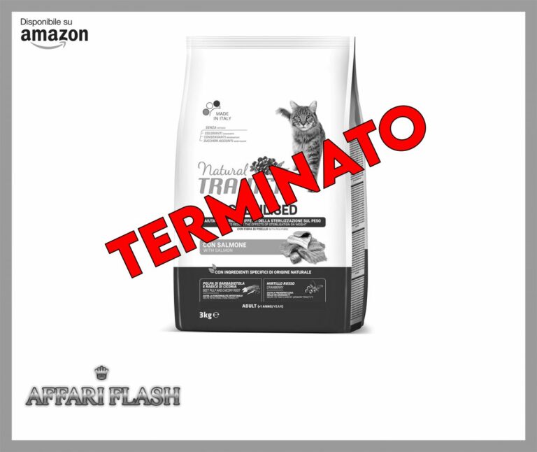 Trainer Natural Sterilised Adult con Salmone e Fibra di Pisello 3 Kg, 3000 Gr