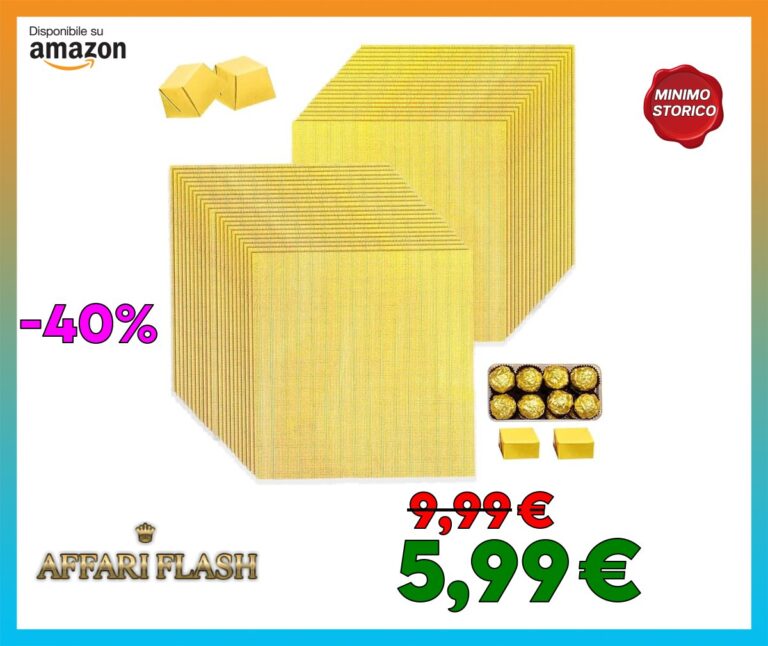 NIEEKRUN Imballaggio al cioccolato, carta da 19 x 16 cm, 100 fogli di alluminio per cioccolatini e progetti creativi fai da te